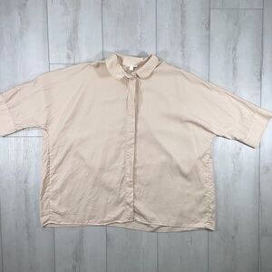 COS Women's Large Draped Wide-Fit Shirt Blouse Top Oversized 3/4 Sleeves Blush